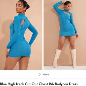 PRETTY LITTLE THING BLUE HIGHNECK CUTOUT 👗